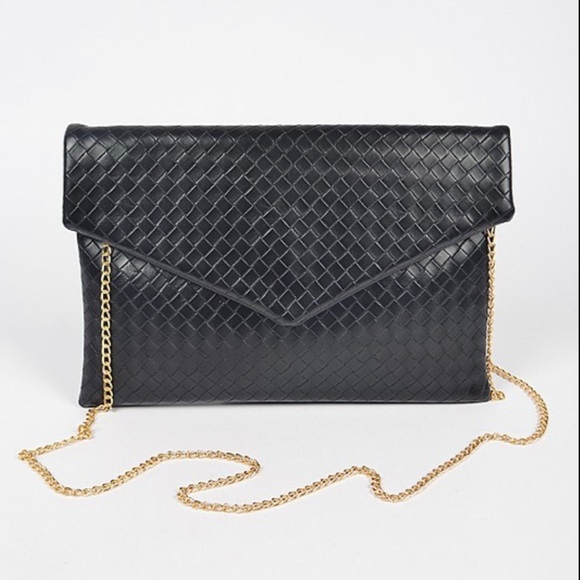 Faux leather square detail crossbody chain envelope style bag - Picture 9 of 10